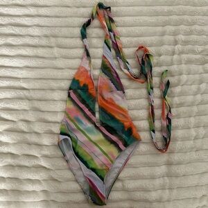 Multicolor Halter One-Piece Swimsuit